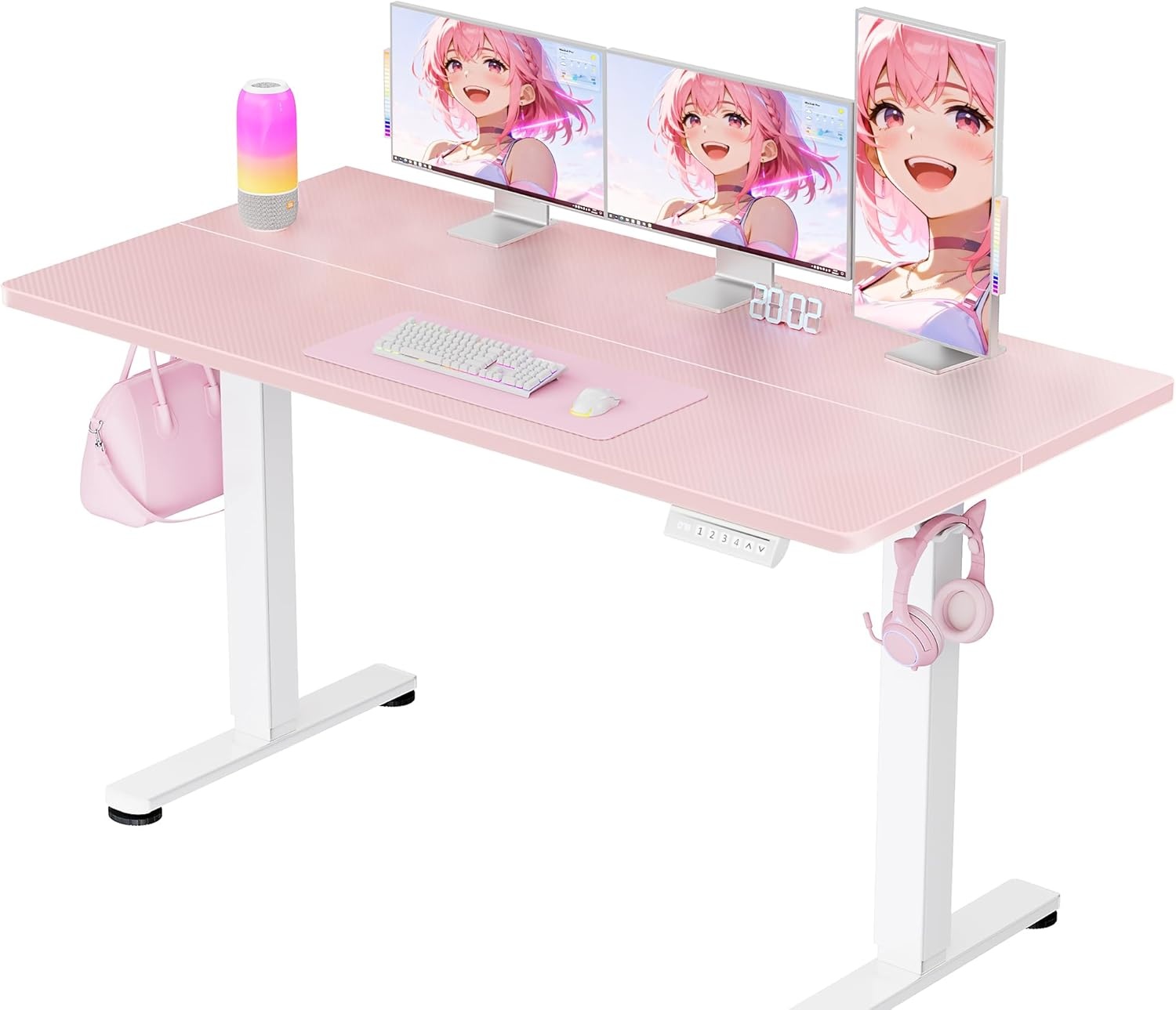 image:imageErgear Height Adjustable Electric Standing Desk 48x24 Inches Sit Stand up Memory Computer Home Office Desk NaturalEGESD5NPink