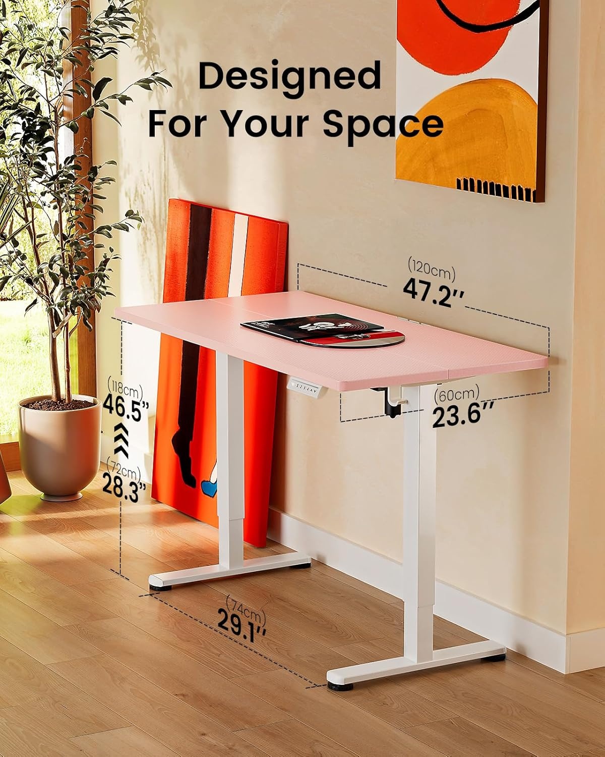 image:imageErgear Height Adjustable Electric Standing Desk 48x24 Inches Sit Stand up Memory Computer Home Office Desk NaturalEGESD5NPink