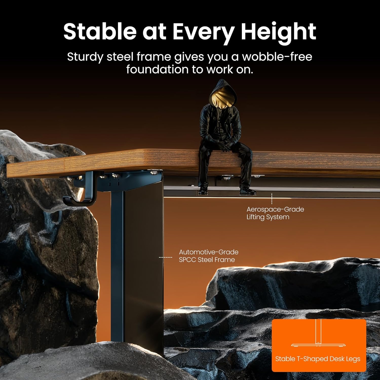 image:imageErgear Height Adjustable Electric Standing Desk 48x24 Inches Sit Stand up Memory Computer Home Office Desk NaturalEGESD5NVintage Brown
