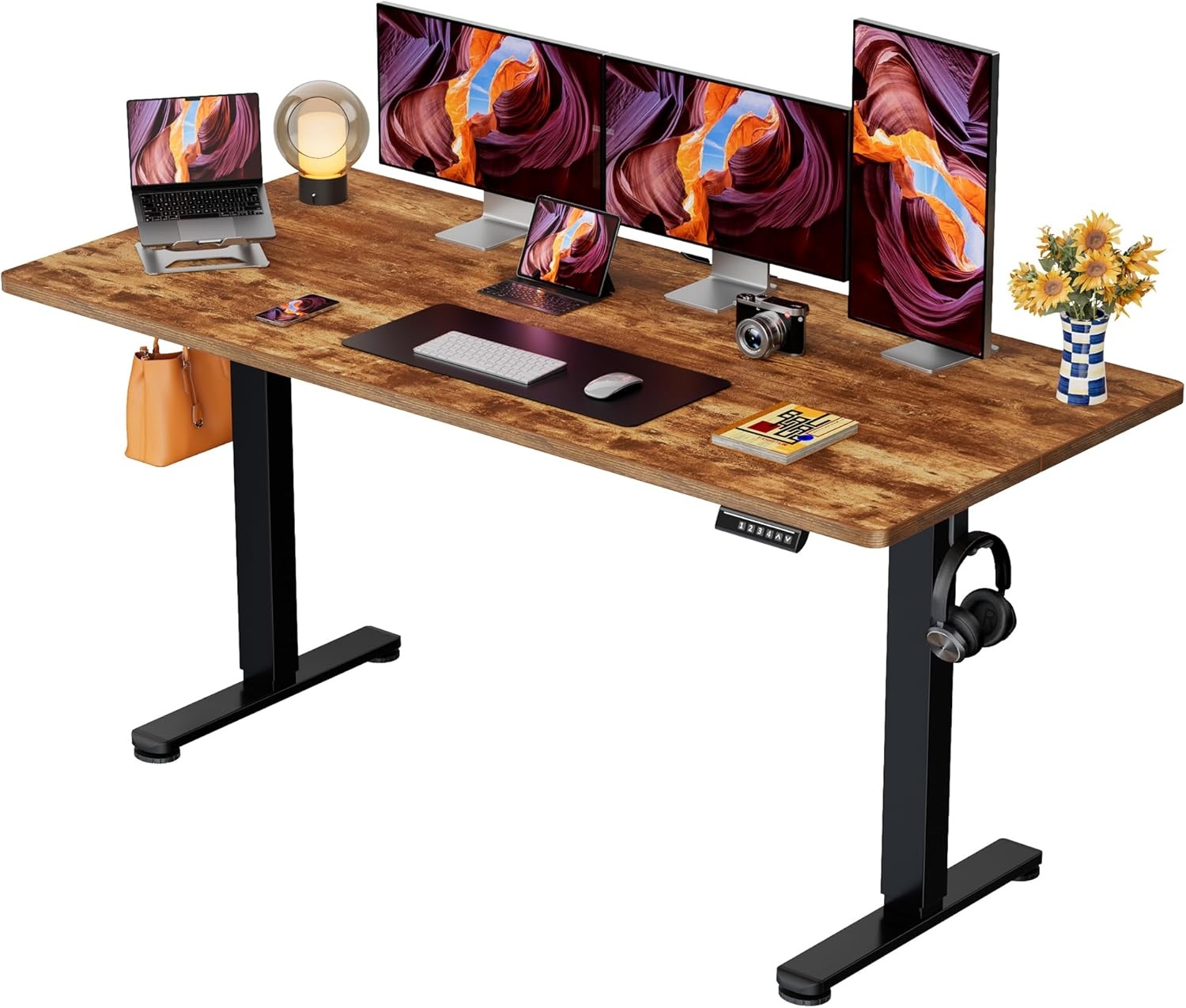 image:imageErgear Height Adjustable Electric Standing Desk 48x24 Inches Sit Stand up Memory Computer Home Office Desk NaturalEGESD5NVintage Brown