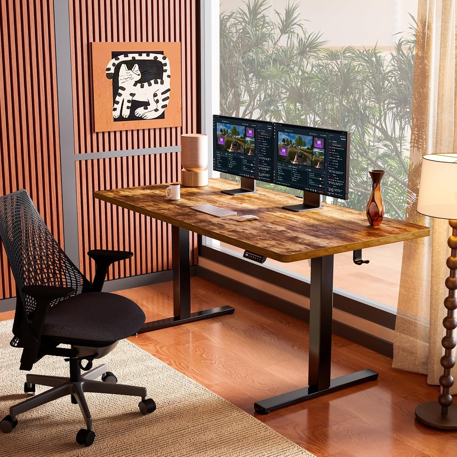 image:imageErgear Height Adjustable Electric Standing Desk 48x24 Inches Sit Stand up Memory Computer Home Office Desk NaturalEGESD5NVintage Brown