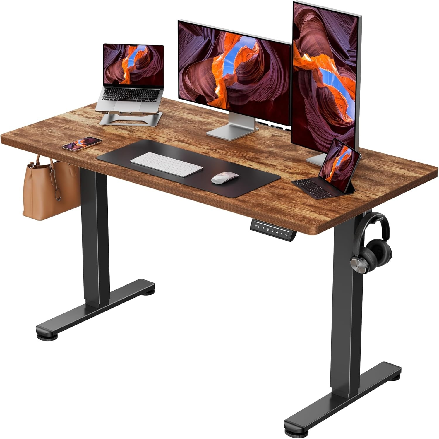 image:imageErgear Height Adjustable Electric Standing Desk 48x24 Inches Sit Stand up Memory Computer Home Office Desk NaturalEGESD5NVintage Brown