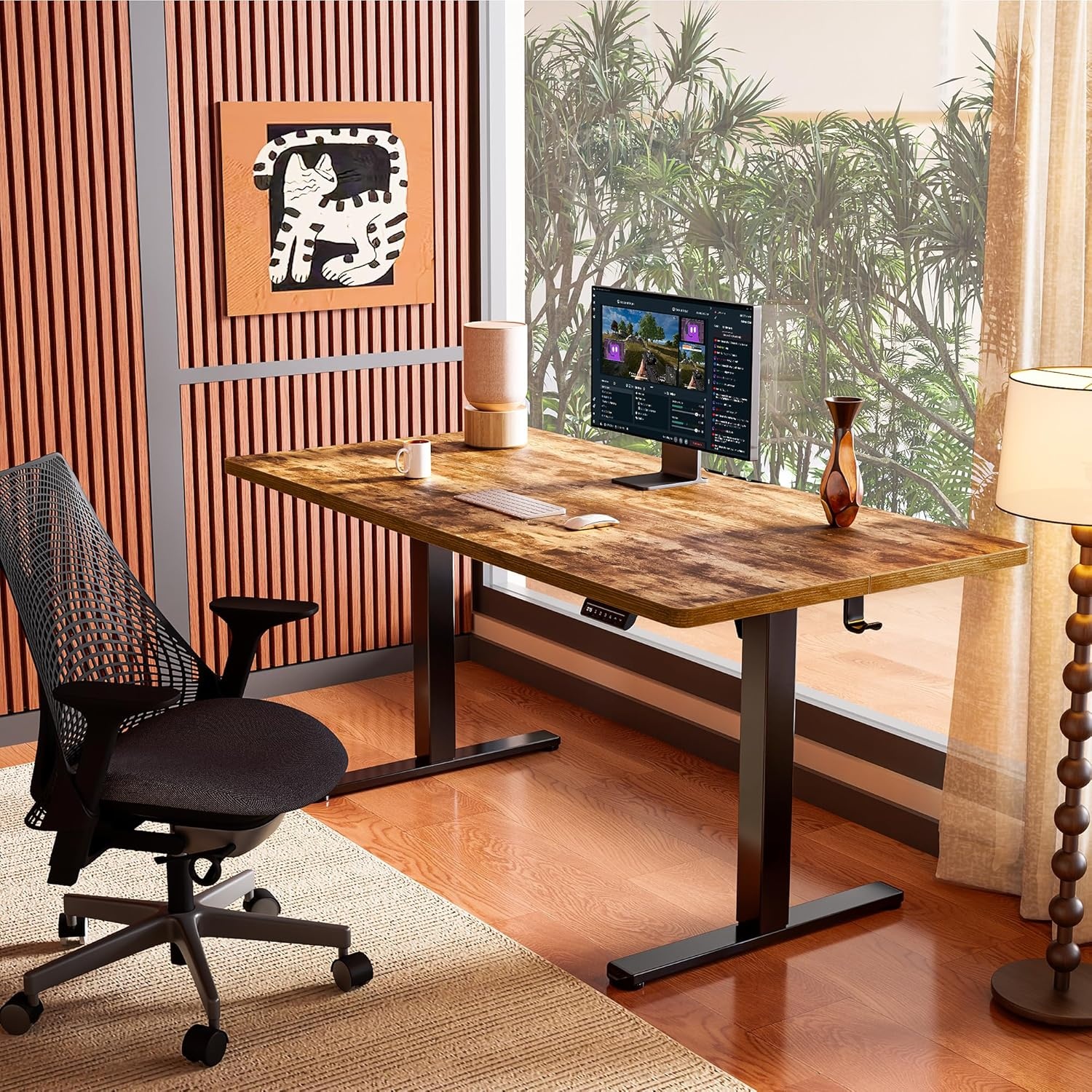 image:imageErgear Height Adjustable Electric Standing Desk 48x24 Inches Sit Stand up Memory Computer Home Office Desk NaturalEGESD5NVintage Brown