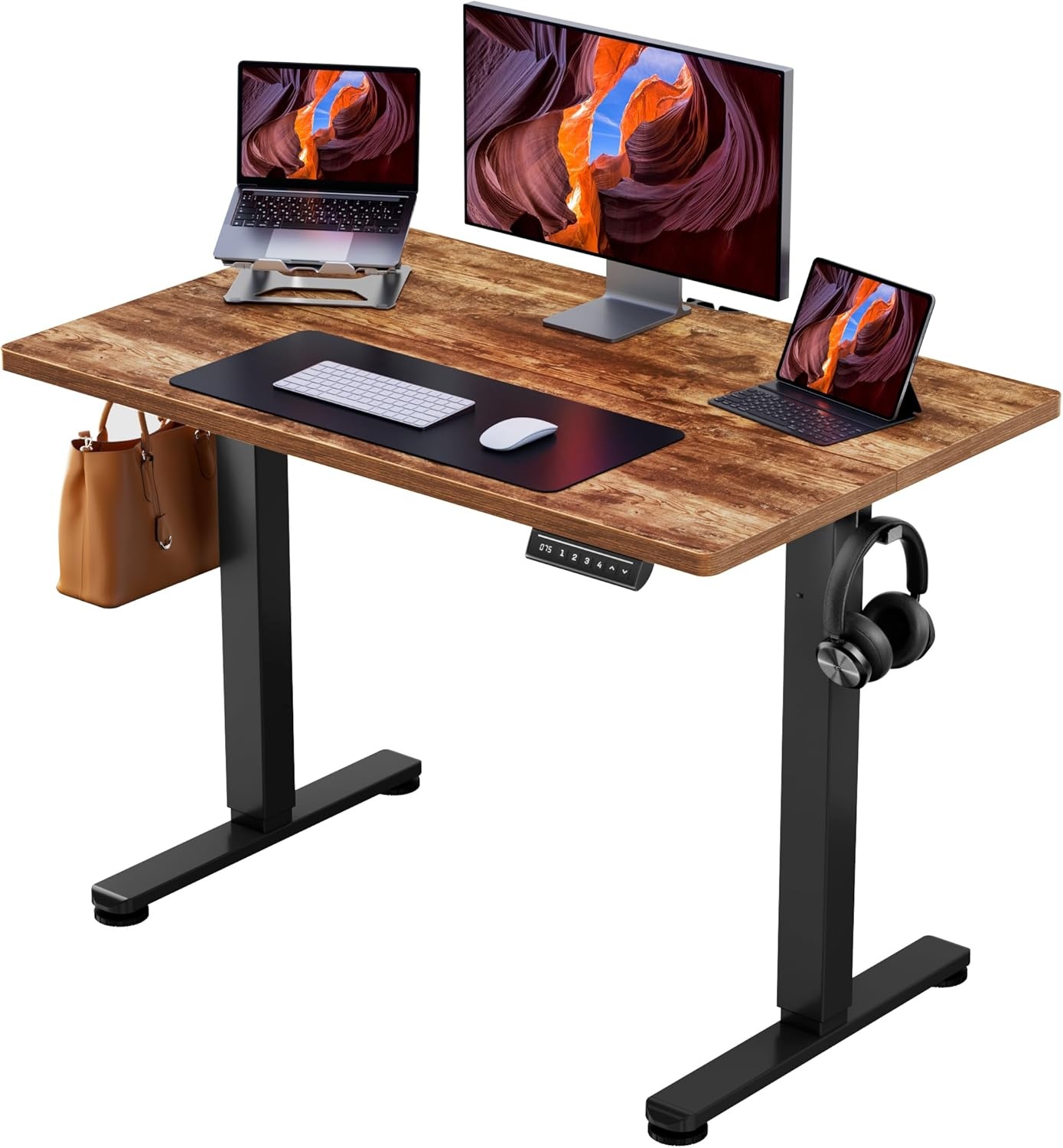 image:imageErgear Height Adjustable Electric Standing Desk 48x24 Inches Sit Stand up Memory Computer Home Office Desk NaturalEGESD5NVintage Brown