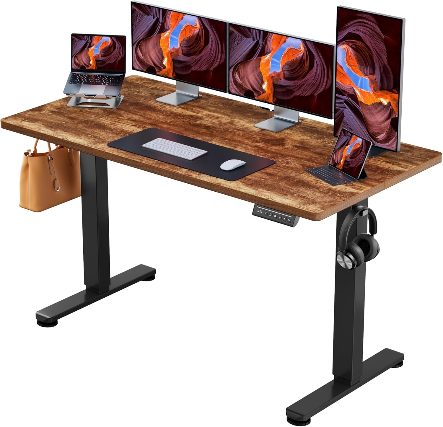 image:imageErgear Height Adjustable Electric Standing Desk 48x24 Inches Sit Stand up Memory Computer Home Office Desk NaturalEGESD5NVintage Brown