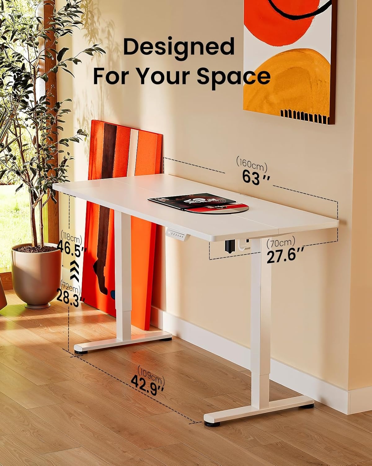 image:imageErgear Height Adjustable Electric Standing Desk 48x24 Inches Sit Stand up Memory Computer Home Office Desk NaturalEGESD5NWhite