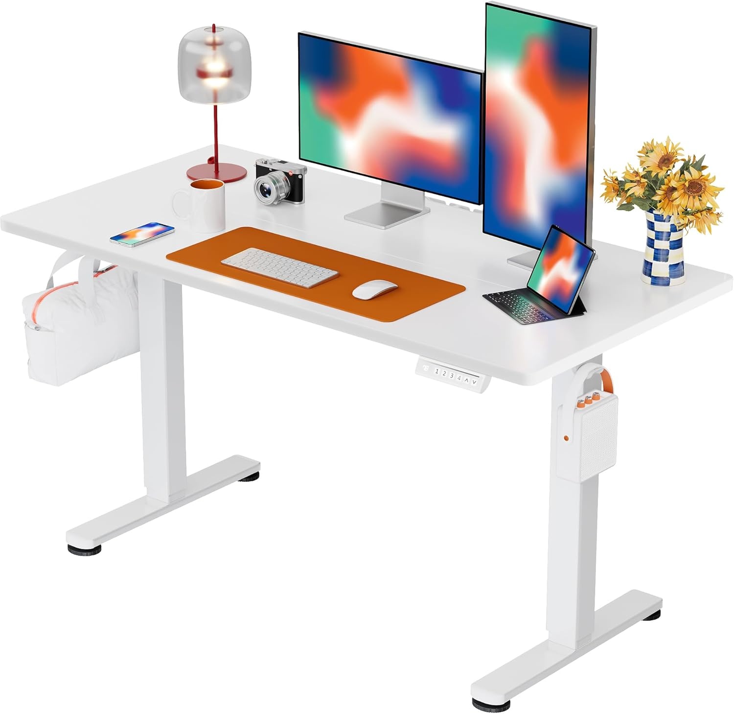 image:imageErgear Height Adjustable Electric Standing Desk 48x24 Inches Sit Stand up Memory Computer Home Office Desk NaturalEGESD5NWhite