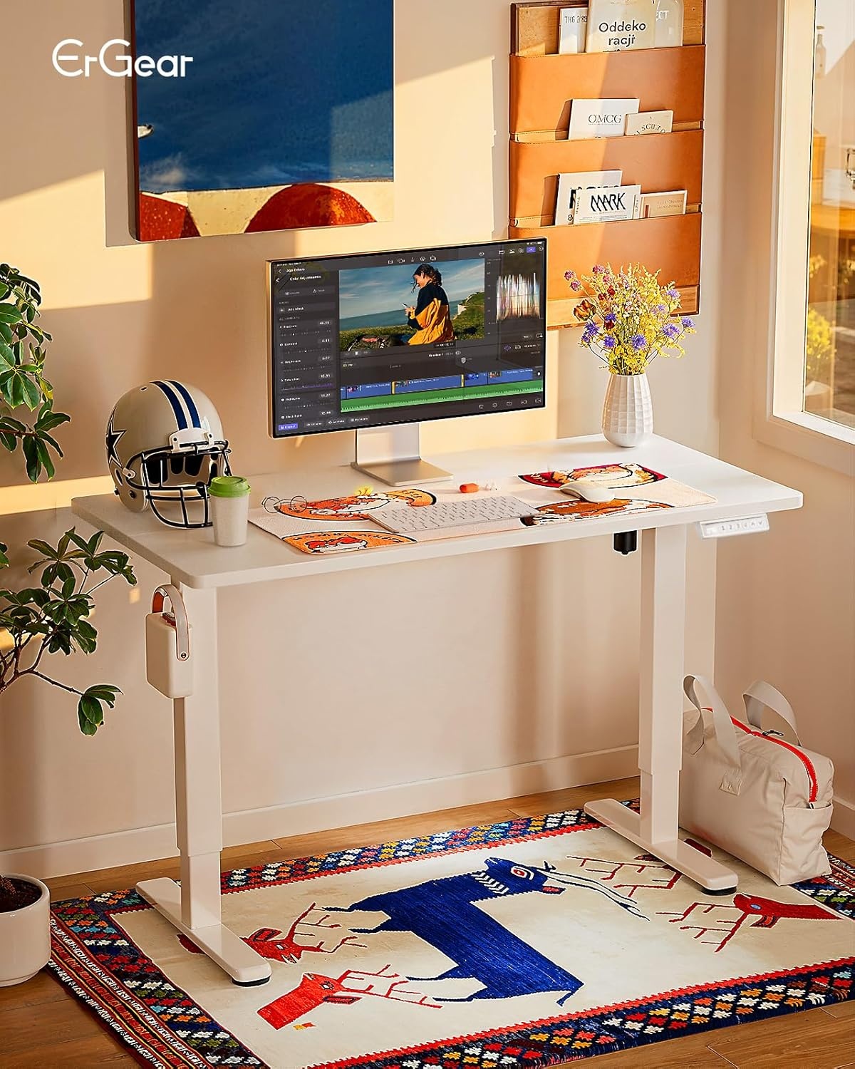 image:imageErgear Height Adjustable Electric Standing Desk 48x24 Inches Sit Stand up Memory Computer Home Office Desk NaturalEGESD5NWhite