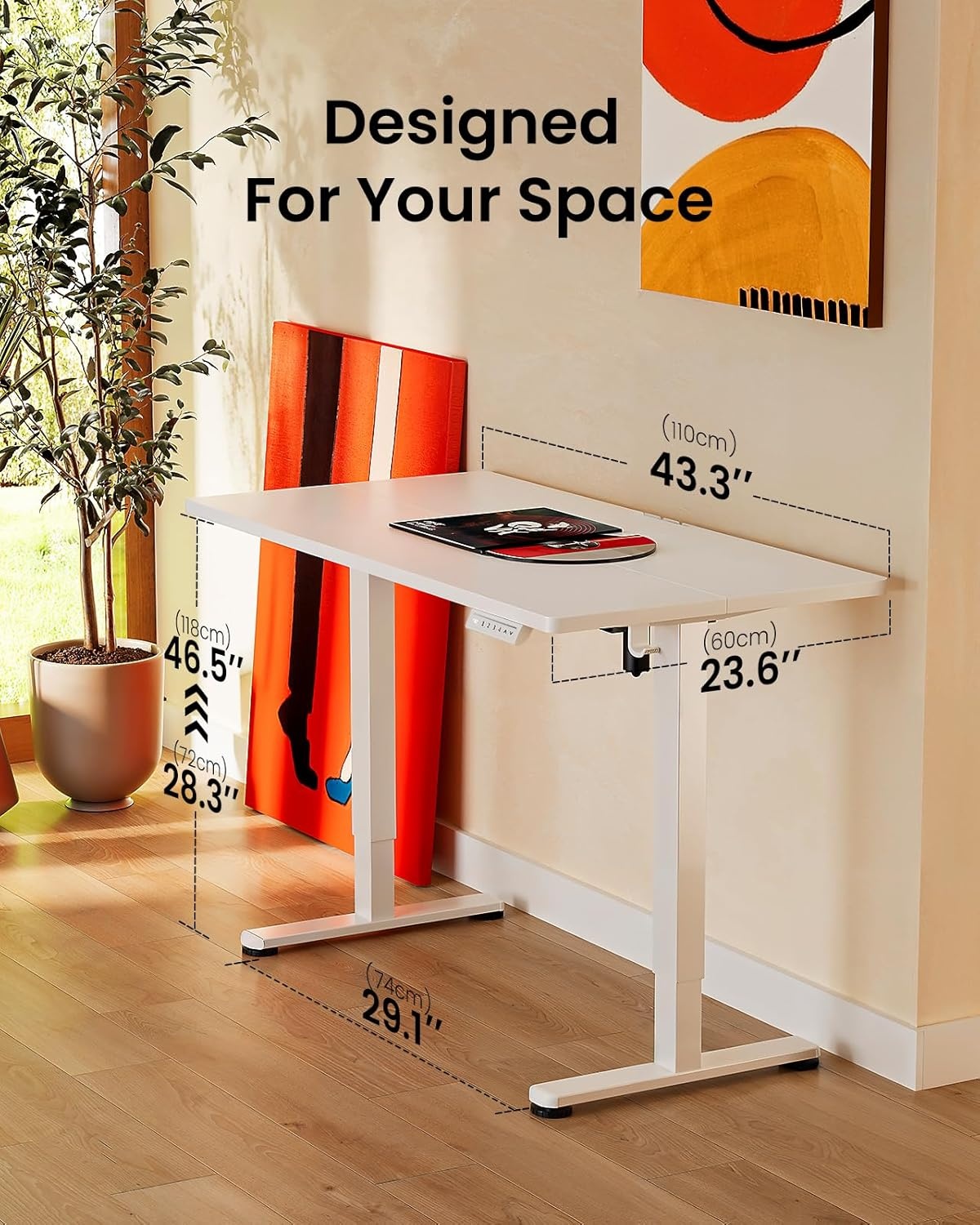 image:imageErgear Height Adjustable Electric Standing Desk 48x24 Inches Sit Stand up Memory Computer Home Office Desk NaturalEGESD5NWhite