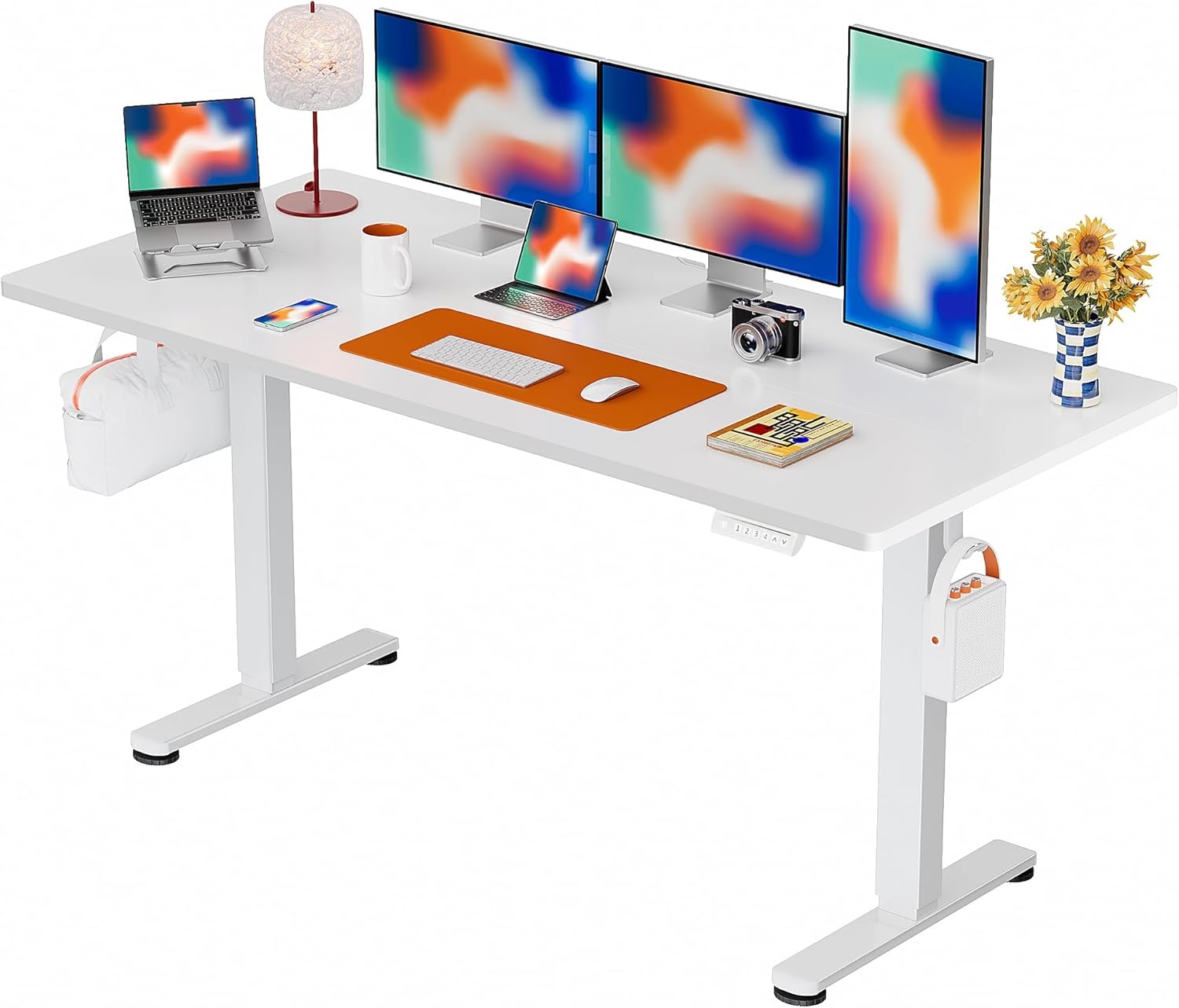 image:imageErgear Height Adjustable Electric Standing Desk 48x24 Inches Sit Stand up Memory Computer Home Office Desk NaturalEGESD5NWhite
