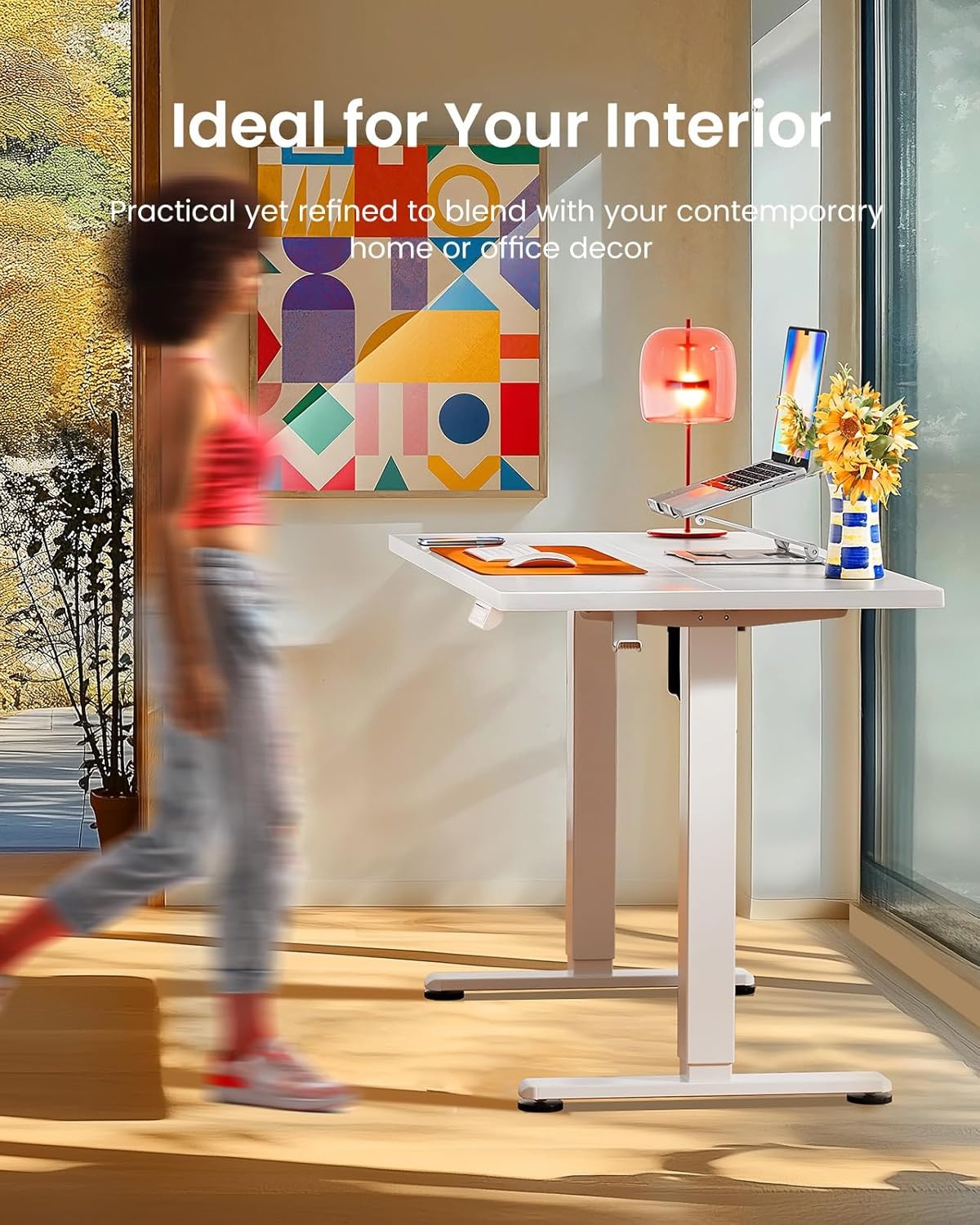 image:imageErgear Height Adjustable Electric Standing Desk 48x24 Inches Sit Stand up Memory Computer Home Office Desk NaturalEGESD5NWhite