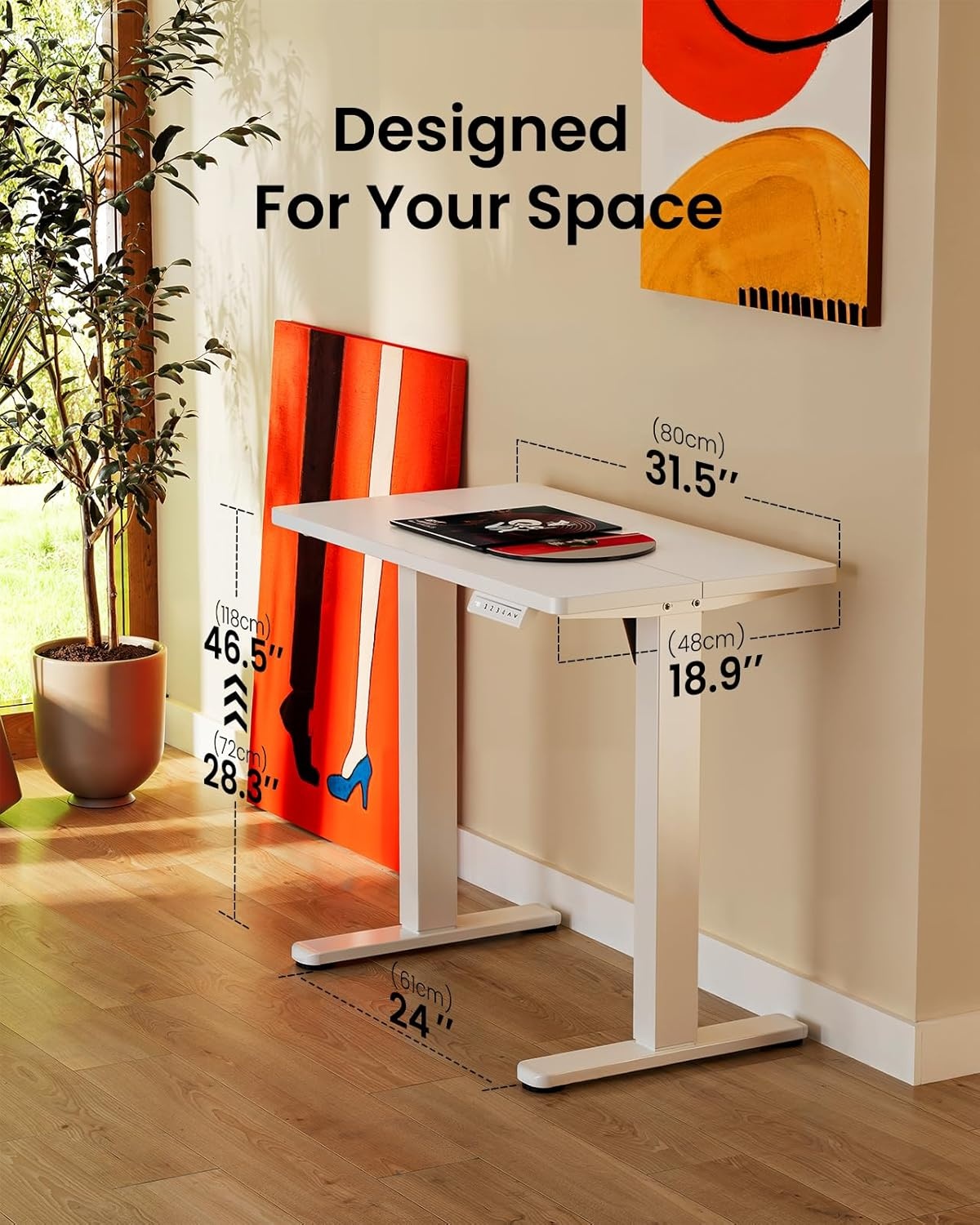 image:imageErgear Height Adjustable Electric Standing Desk 48x24 Inches Sit Stand up Memory Computer Home Office Desk NaturalEGESD5NWhite