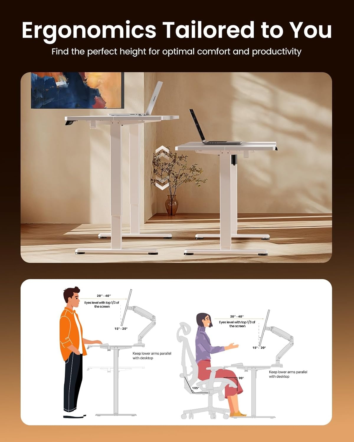 image:imageErgear Height Adjustable Electric Standing Desk 48x24 Inches Sit Stand up Memory Computer Home Office Desk NaturalEGESD5NWhite