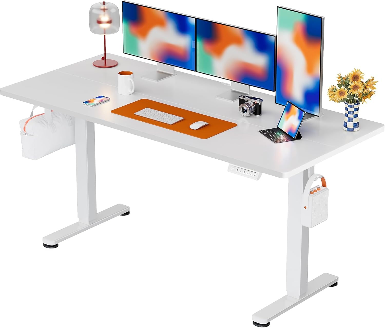 image:imageErgear Height Adjustable Electric Standing Desk 48x24 Inches Sit Stand up Memory Computer Home Office Desk NaturalEGESD5NWhite