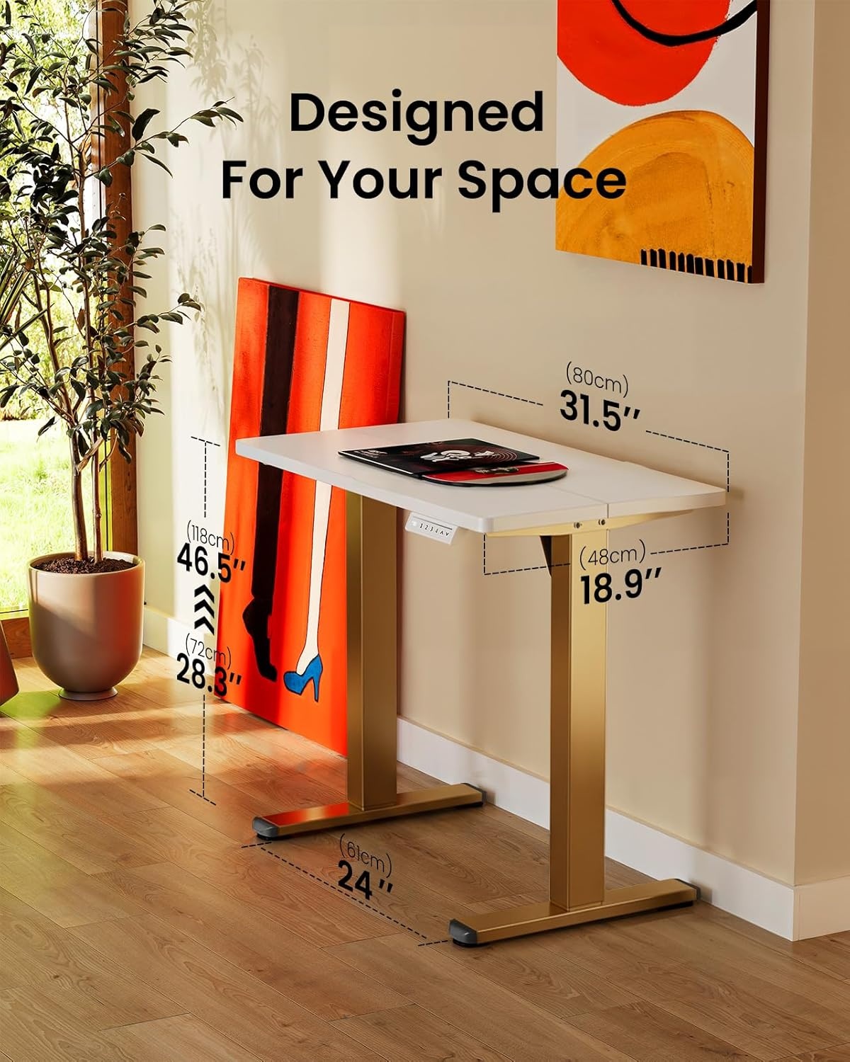 image:imageErgear Height Adjustable Electric Standing Desk 48x24 Inches Sit Stand up Memory Computer Home Office Desk NaturalEGESD5NWhitegold