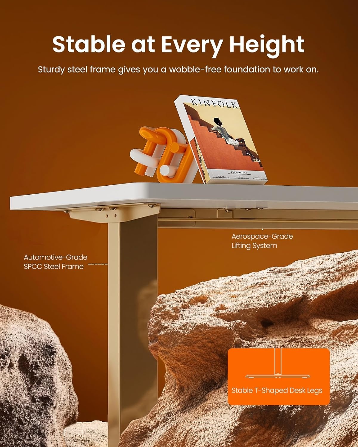 image:imageErgear Height Adjustable Electric Standing Desk 48x24 Inches Sit Stand up Memory Computer Home Office Desk NaturalEGESD5NWhitegold