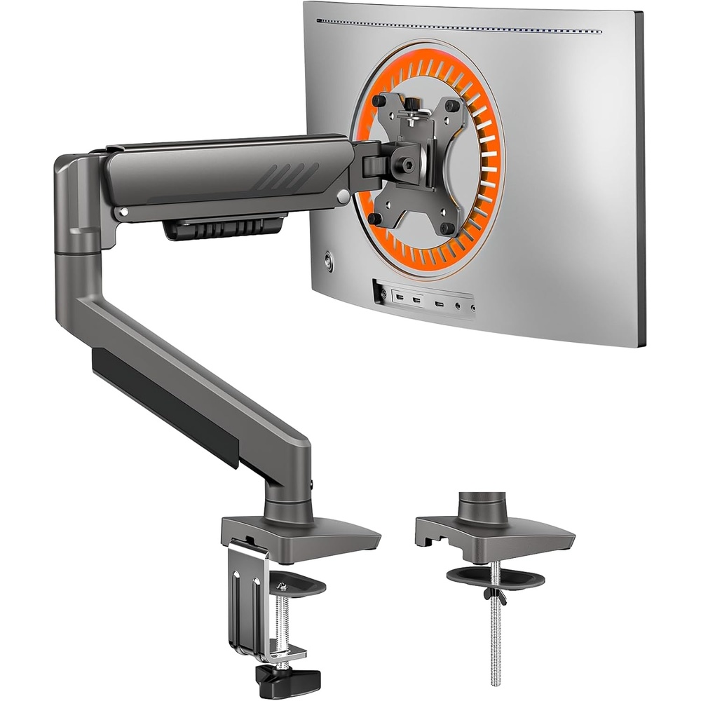 image:imageErGear Single Monitor Arm Fully Adjustable Monitor Mount for 1334 Inch Screens Fast Install Computer Monitor Stand with ToolFree VESA Mount Cable Management Holds 198 lbs Max VESA 100x100mmSingle Arm