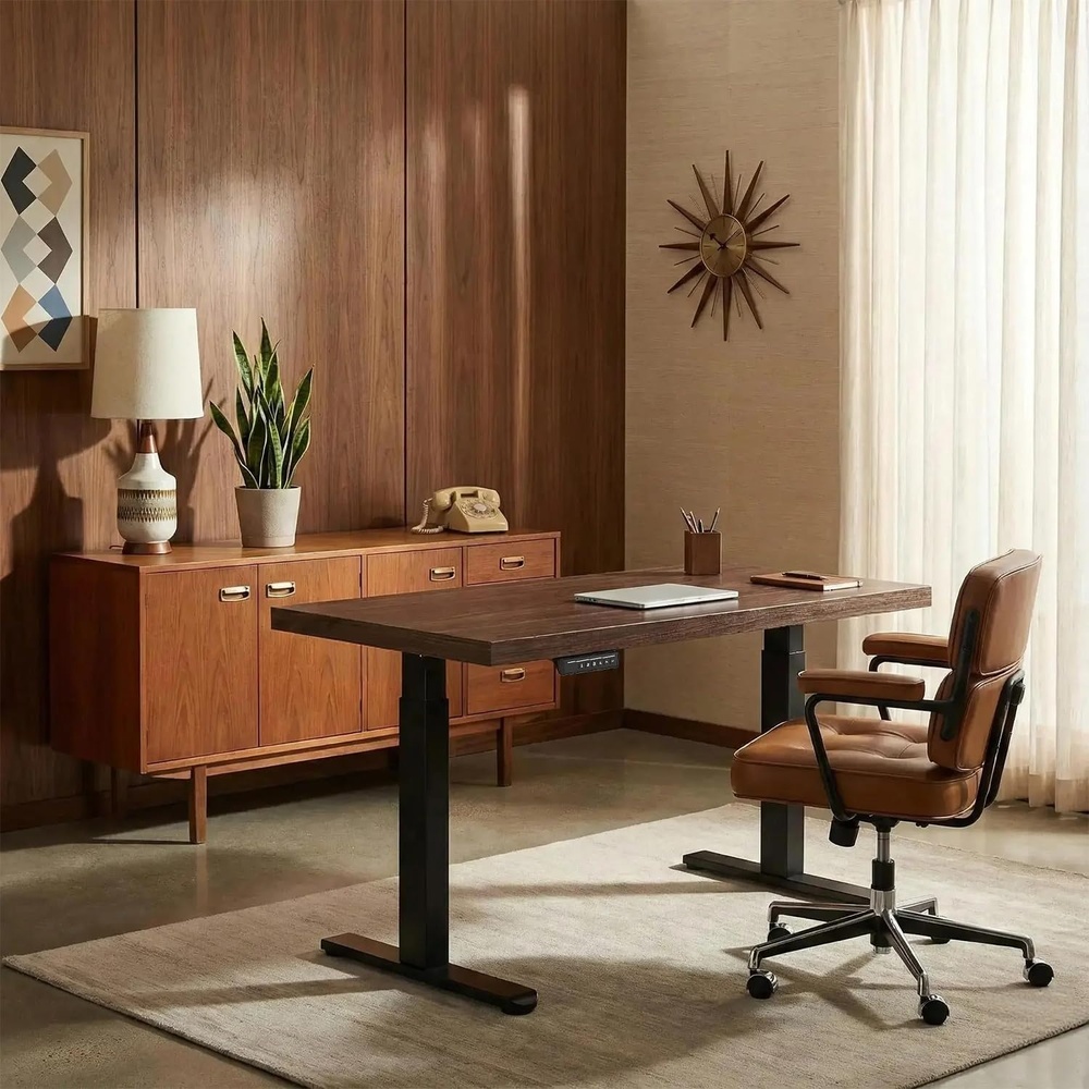 image:imageErgear Height Adjustable Electric Standing Desk 48x24 Inches Sit Stand up Memory Computer Home Office Desk NaturalEGESD5NBlack Walnut