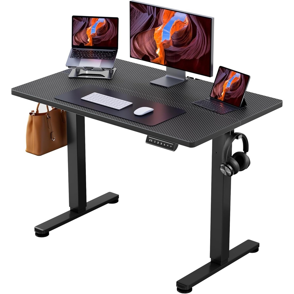 image:imageErgear Height Adjustable Electric Standing Desk 48x24 Inches Sit Stand up Memory Computer Home Office Desk NaturalEGESD5NCarbon Fiber Black