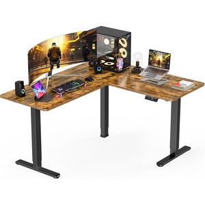 image:imageErGear L Shaped Standing Desk 63x55 Electric Adjustable Height Sit Stand up Desk Ergonomic Large Computer Table Left amp Right Interchangeable Installation Suitable for Home Office BlackVintage Brown