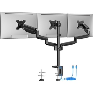 image:imageErGear Triple Monitor Mount for 1327 inch Screens Triple Monitor Arms with USB Heavy Duty Three Monitors Stand with Tilt Swivel Rotation Holds Up to 176 lbs Each Arm